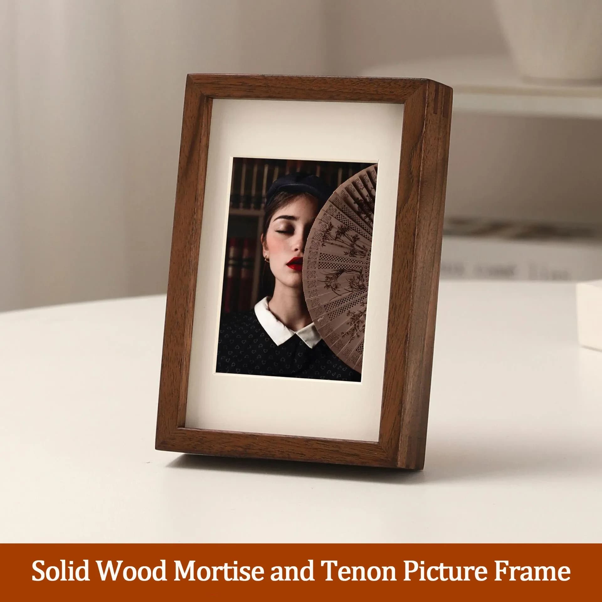 Solid Wood Photo Frame High-Quality Black Walnut/Teak Mortise and Tenon Right Angled Border Picture Frame Display Home Decor
