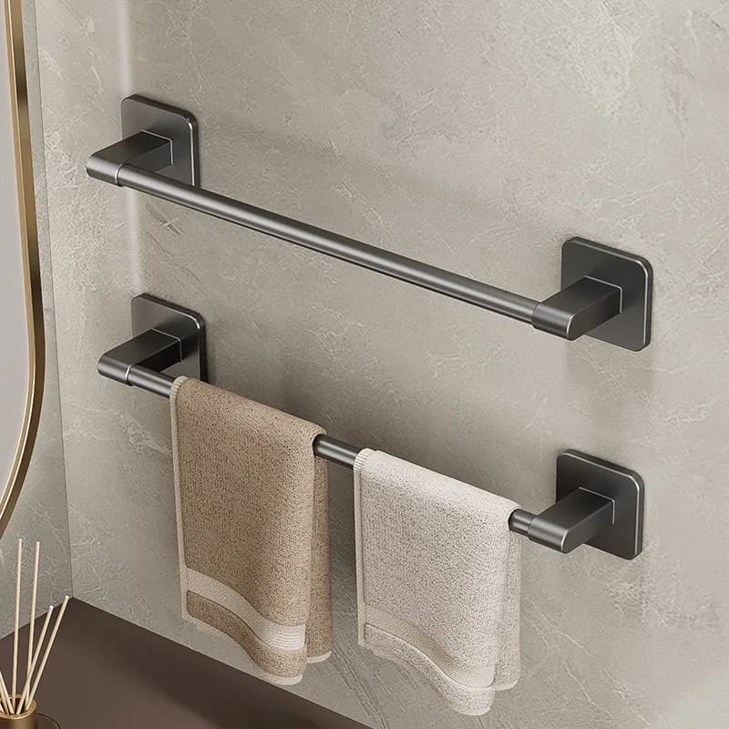 Wall Mounted Towel Holder Slipper Rack Bathroom Storage Rack Holder Without Drilling Bathroom Horizontal Bar Towel Rack