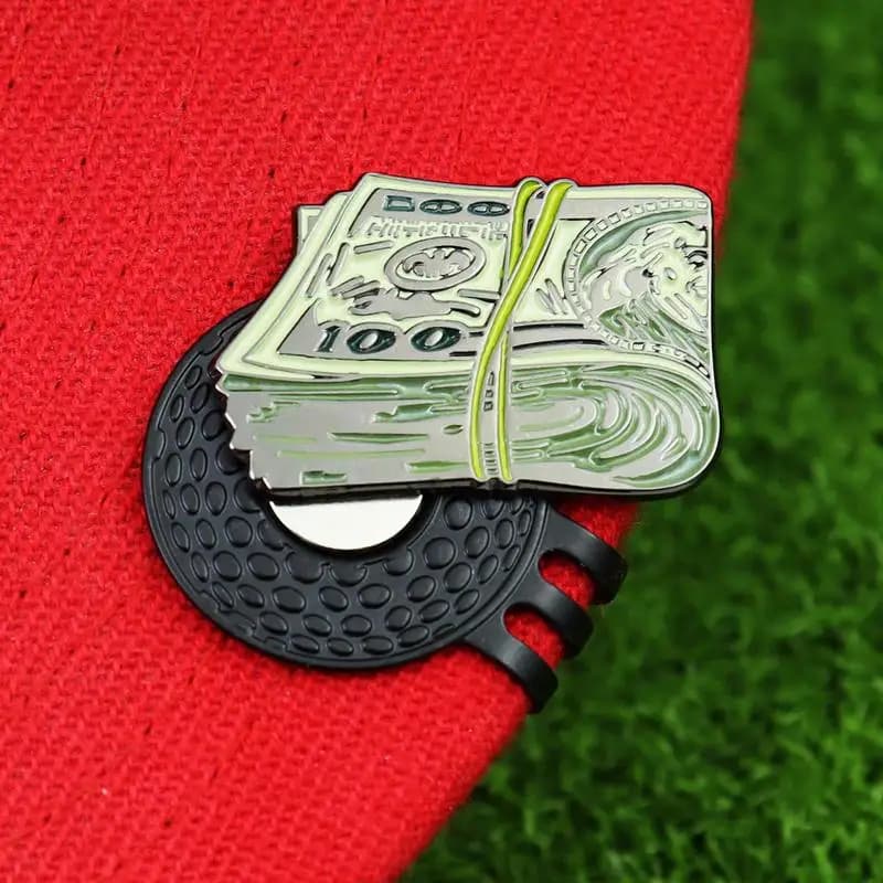 Clip per Cappello da Golf con Segnapunti Magnetico a Forma di Banconota, Creativo Porta Segnapunti in Metallo con Clip per Cappello, Accessori da Golf per Golfisti