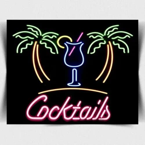 NEON STYLE Cocktails Neon Print Retro metal Aluminium Sign vintage man cave bar