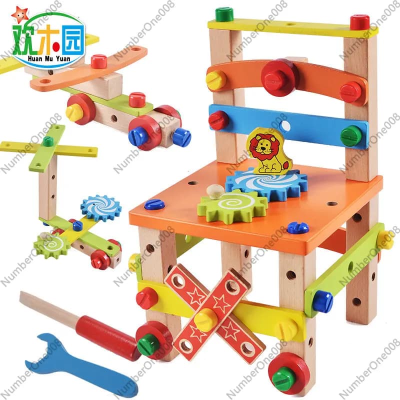 Sedia Luban: Giocattolo Educativo in Legno Multifunzionale per Bambini con Set di Costruzioni e Assemblaggio