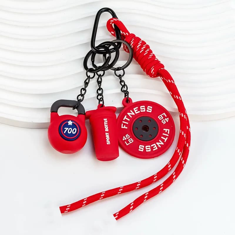Kettlebell Dumbbell Keychain Hand-Woven Ropes Keyring Luxury Bag Pendant Trendy Sports Bag Pendants Gift For Fitness Enthusiasts