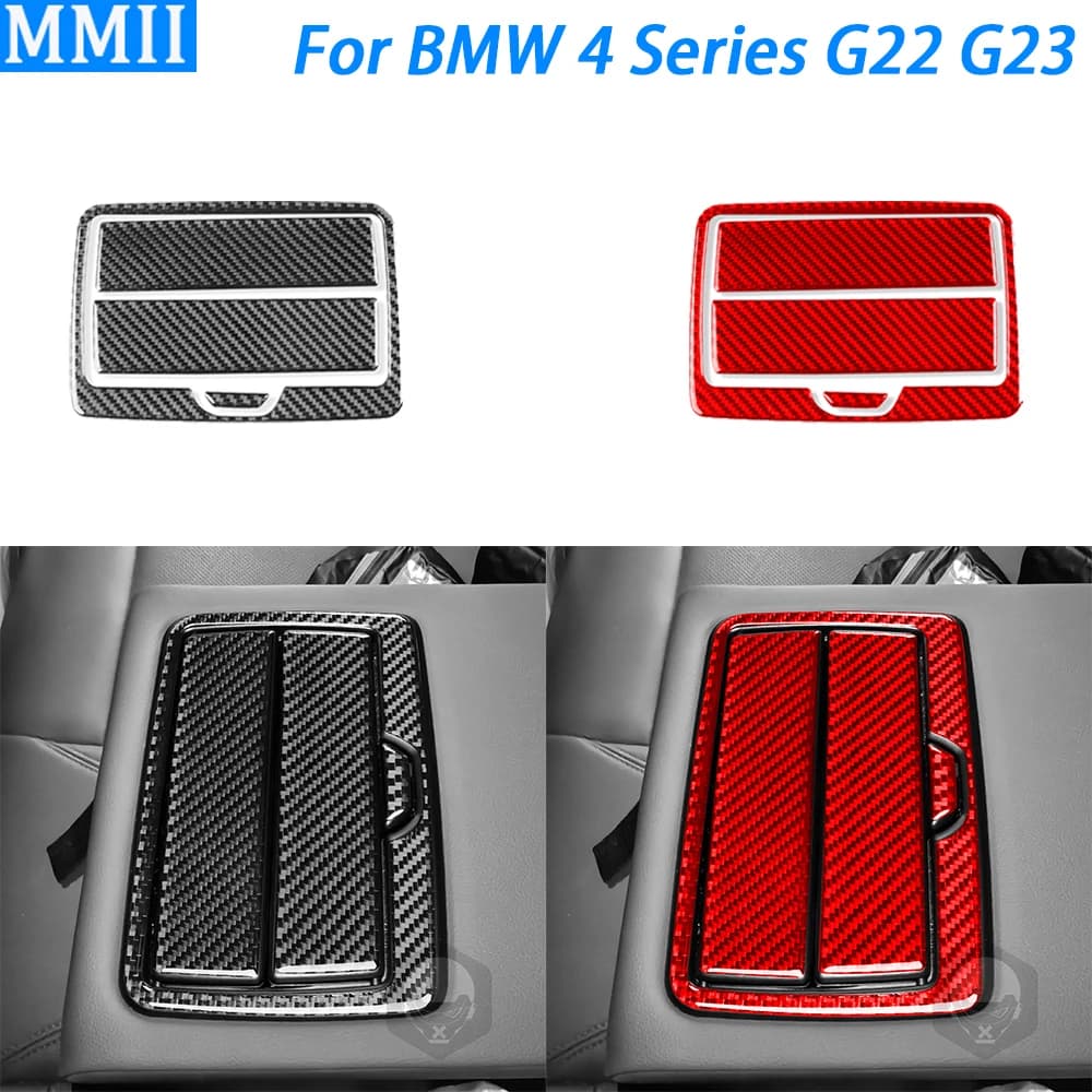 Per BMW serie 4 G22 G23 G26 2021-2025 vera fibra di carbonio portabicchieri posteriore copertura del pannello Trim accessori interni auto adesivo