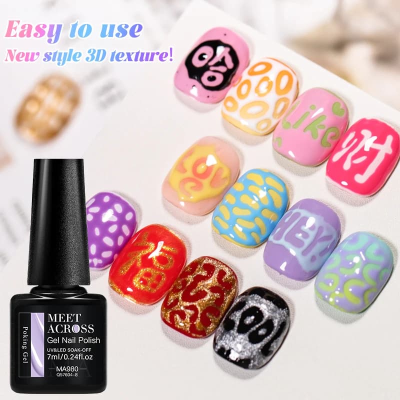 MEET ACROSS 12 colori che cammina gel per unghie 7ml Smalto per unghie in gel Poke e gel base trasparente speciale Vernice gel per pittura 3D per nail art