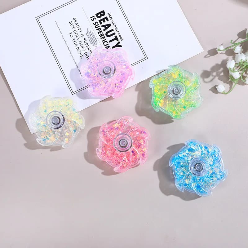 Fidget Spinner Portatile ad Alta Velocità di Rotazione, a Forma di Petalo, con Paillettes Colorate, Giocattolo Antistress da Scrivania, Regalo