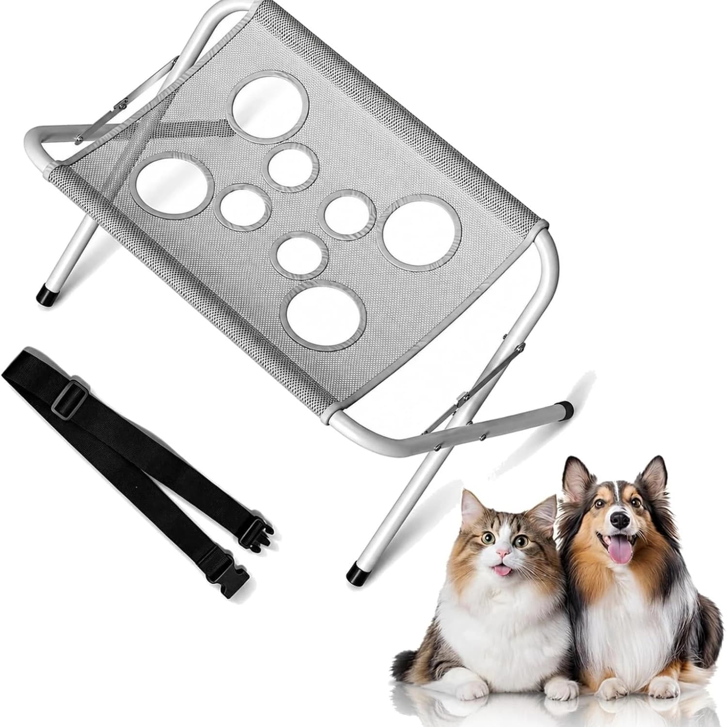 Dog Grooming Hammock, Foldable Cats Pet Paw Bathing Wash Hammock Stand Mesh Bath Support for Nail Trimming, Bathing, Grooming