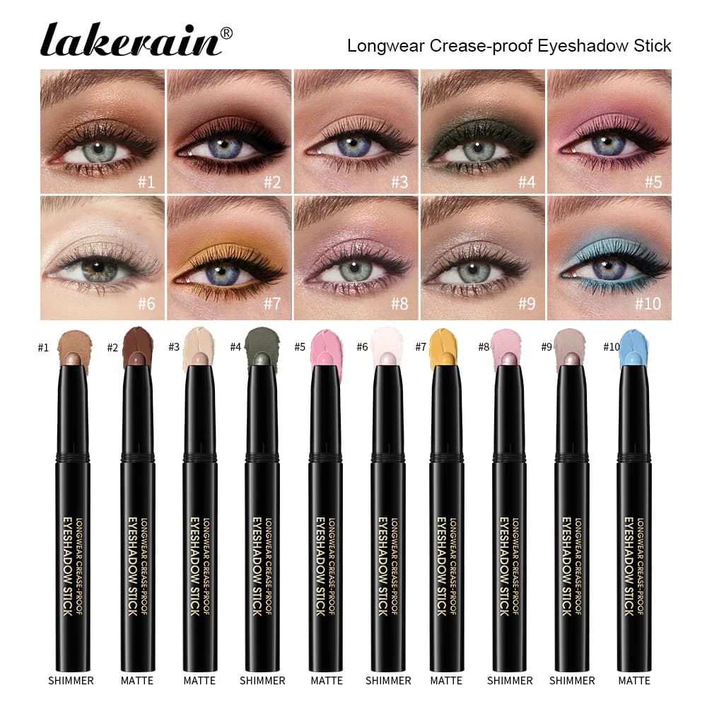 Shimmer & Matte Eyeshadow Pencil Stick Waterproof Pearlescent Metallic Glitter Eye Shadow Highlighter Pen Eyeshadow Cosmetics