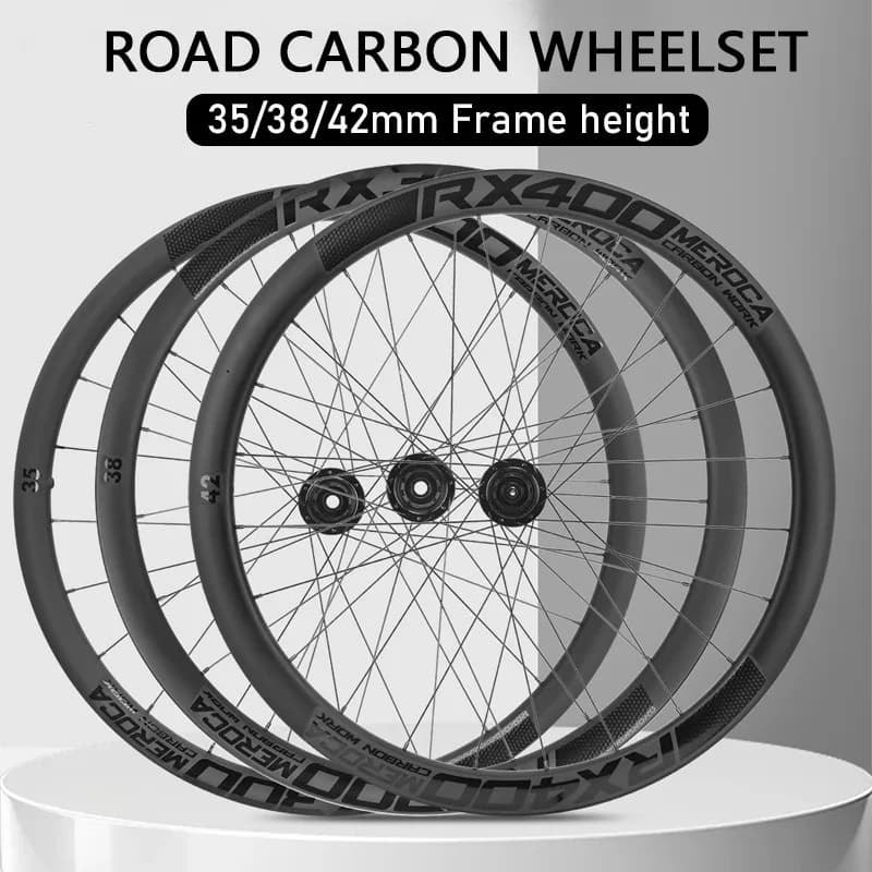 MEROCA set di ruote in carbonio per bicicletta 700C bici da strada ruota a disco in carbonio 35mm sgancio rapido perno passante set di ruote in carbonio da strada 6 bulloni