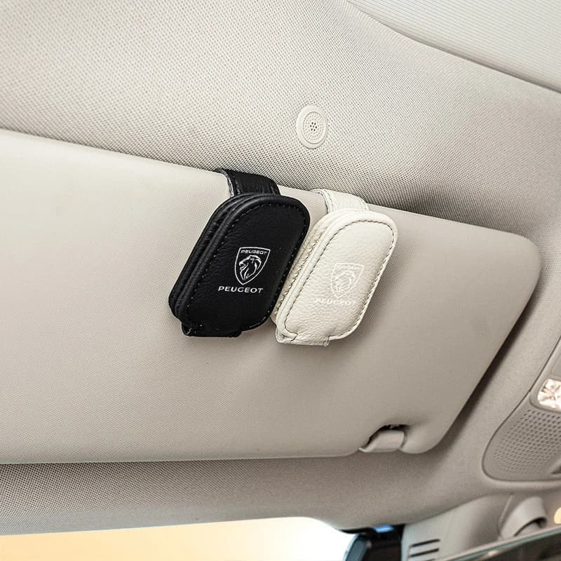 Leather Car Sun Visor Glasses Clip Eyeglasses Holder Accessories For Peugeot 407 508 2008 5008 307 308 3008 206 207 208 107 205