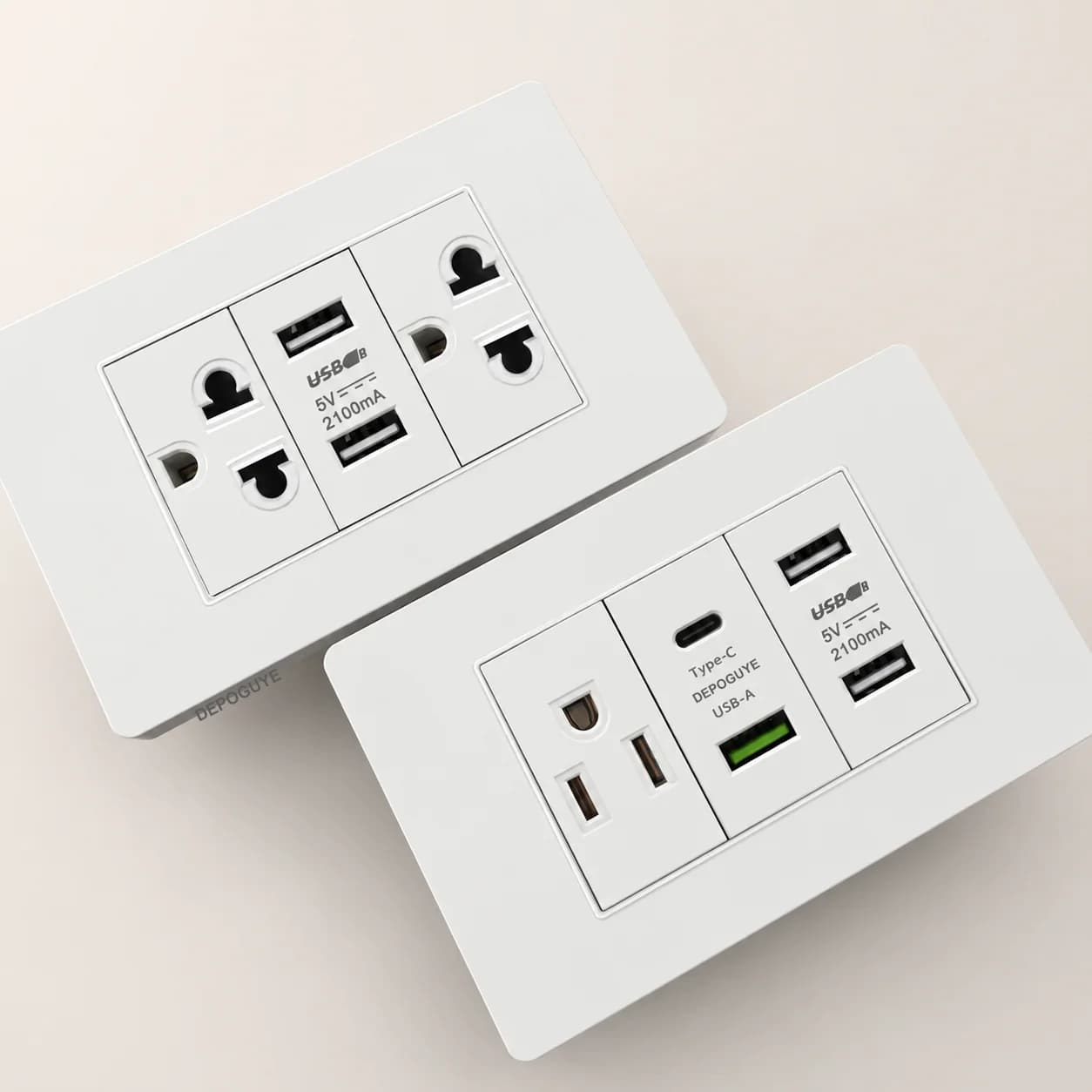 20 W USB Type-c Quick Charging Wall Power Grip for White PC, Mexican Double Thai USB Grip, Electrical Switch Panel for Home Light