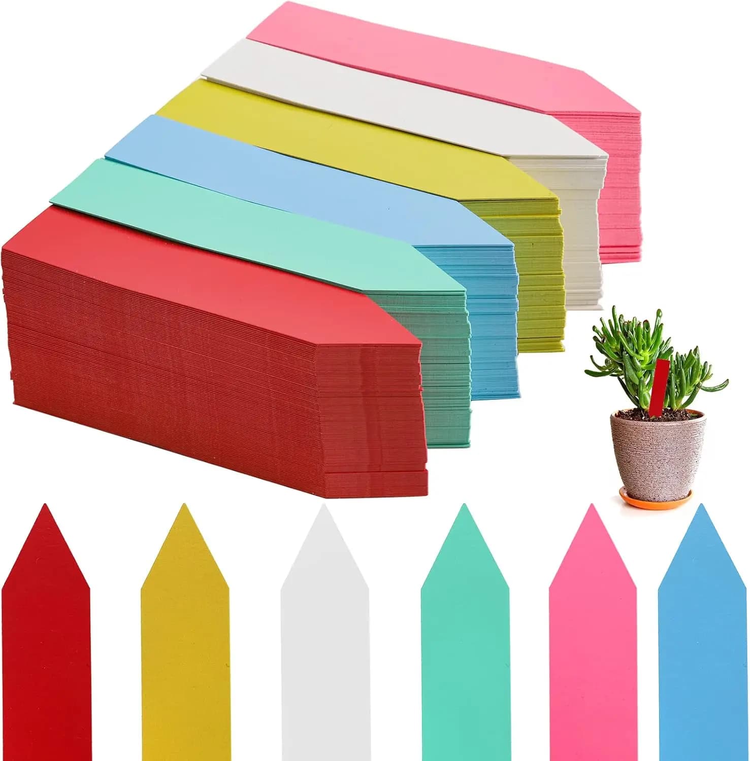 600 Etichette per Piante da 4 Pollici, 6 Colori, Targhette Impermeabili in Plastica per Vasi e Picchetti da Giardino