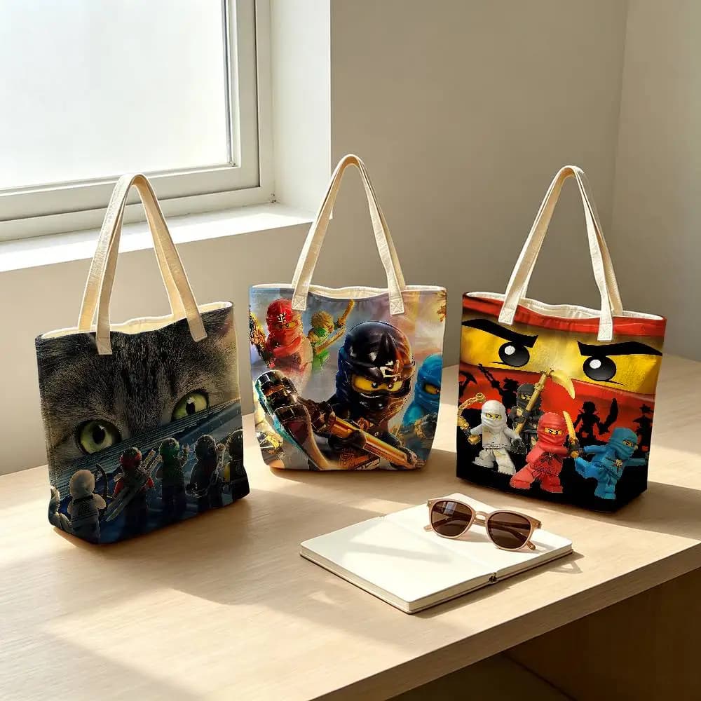 Cartoon N-Ninjago Storage Bags Reusable Canvas Tote Suitable for School Class Commuting Shopping as Gifts