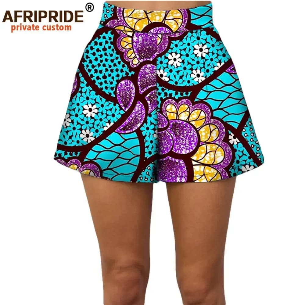 2026 Summer Women Beach Shorts Private Custom Casual Short Pants 100% Cotton Batik Print Pattern African Shorts A722108