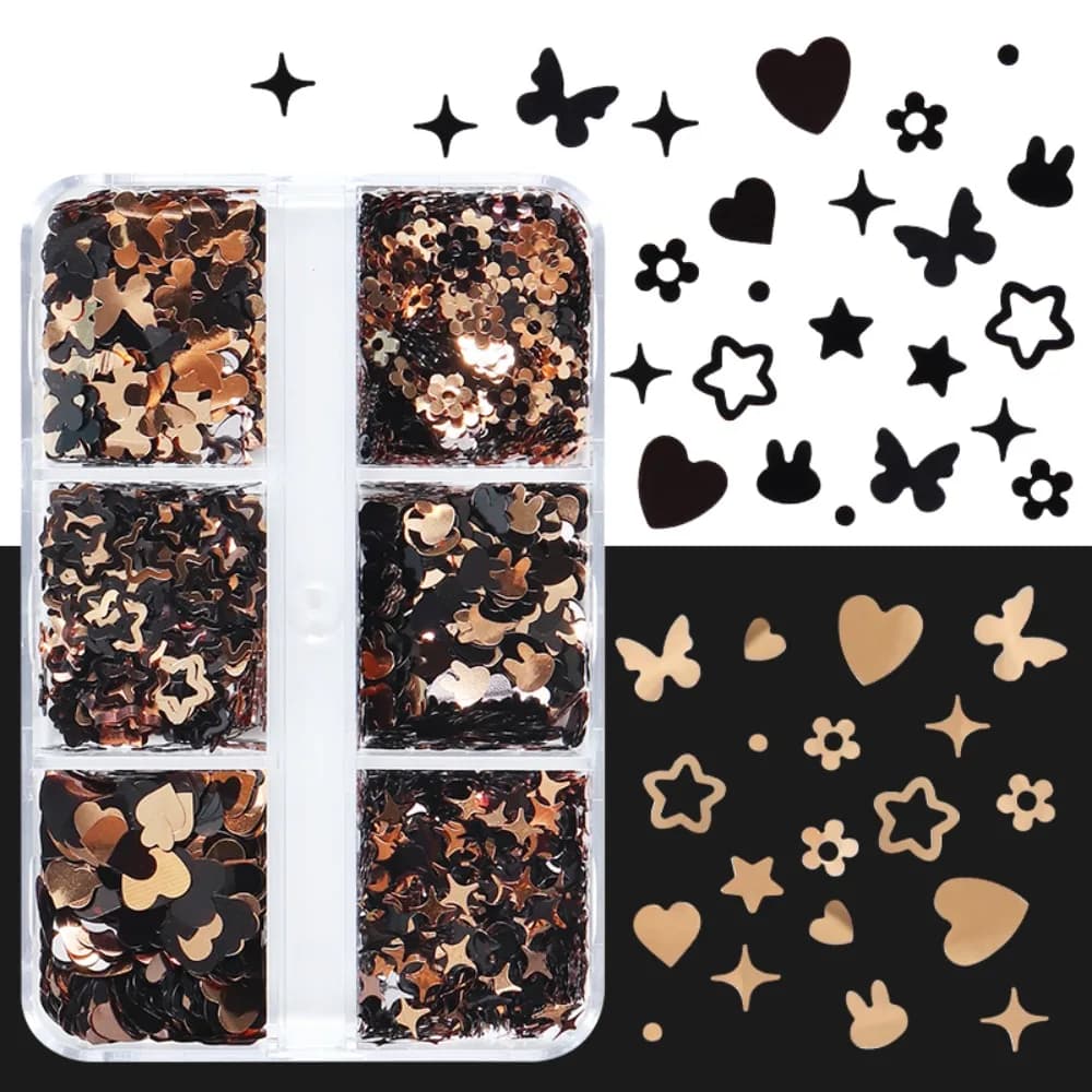 Black Star Butterfly Sequins Epoxy Filling Glitter Metallic Heart Rabbit Flower Paillettes DIY Resin Mold Fillers Jewelry Making