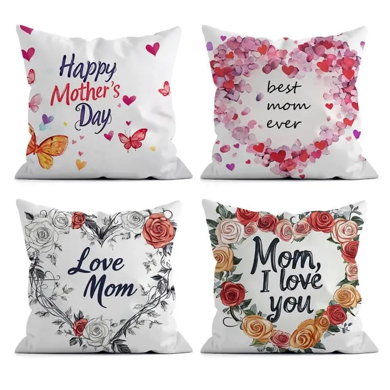 45*45 cm Pink Floral Heart Letters Print Faithful Decorative Bearings Decorations for the House Federa Square for the Gift of Mother's Day