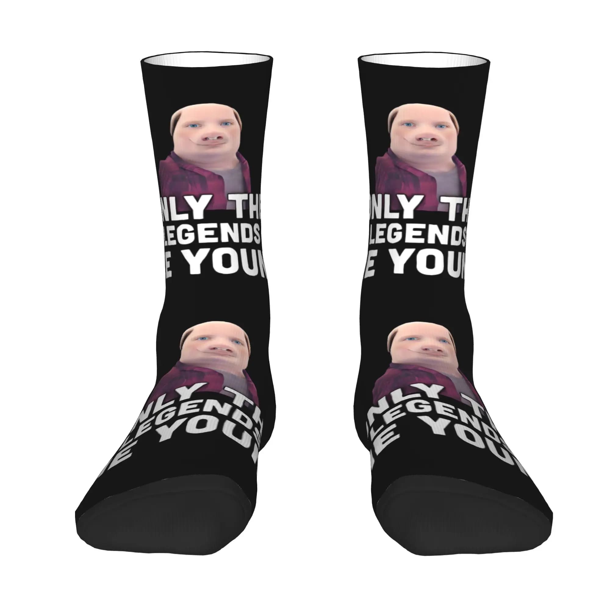 Custom Cute Print John pork is calling Socks for Women Men Stretchy Summer Autumn Winter Funny Pig Crew Socks