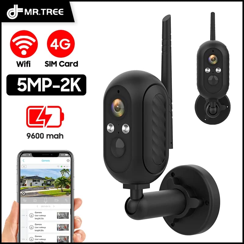 5MP WiFi Security Indoor 2-Way Audio Night Vision Baby Monitor Camera 2k 4G Outdoor impermeabile Motion Alarm IP Surveillance cam