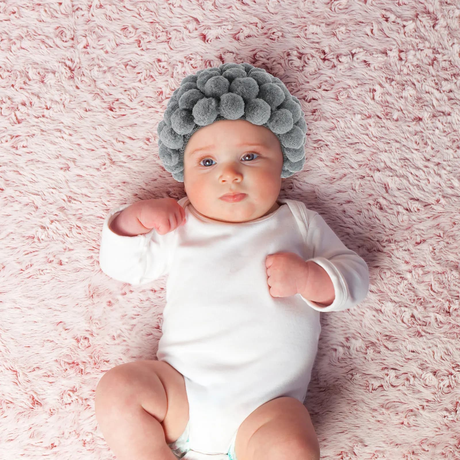 Baby Old Lady Hat Hair Wool Cap Unique Birthday Gift Photography Prop Infant Photo Props Baby Shower Present