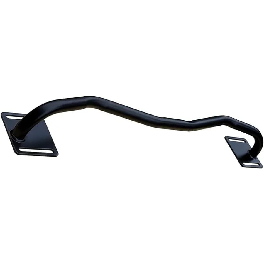 Traction bar for wall mounted door with definitive body press
