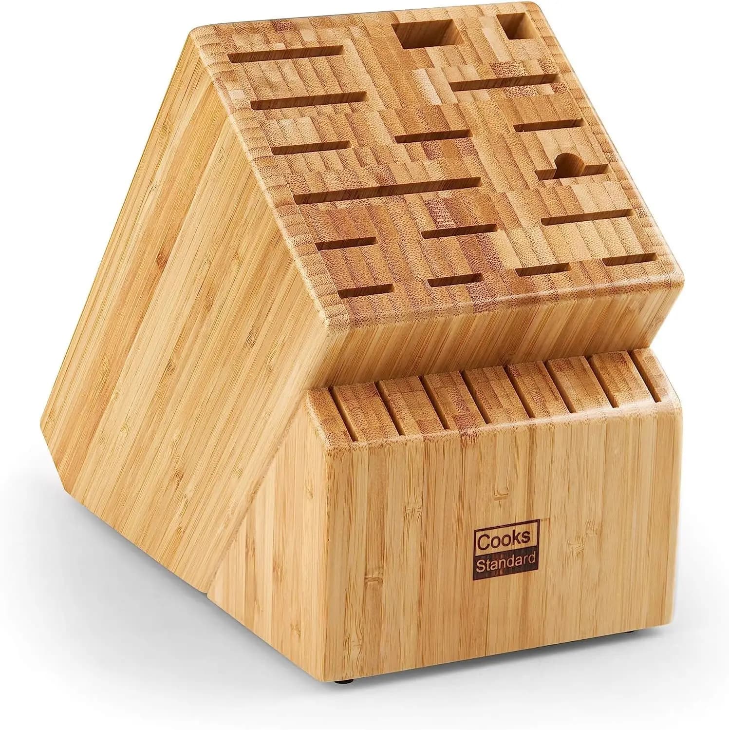 Universal Bamboo Knife Block Holder, 25 Slots for Kitchen Knives & Accessories, Countertop Storage