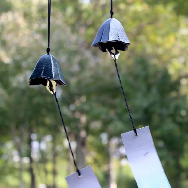 Indoor Cast Iron Metal Wind Chime Japanese Style Iron Bell Gentian Flower Scenic Area Gift Pendant Decoration Home Decor