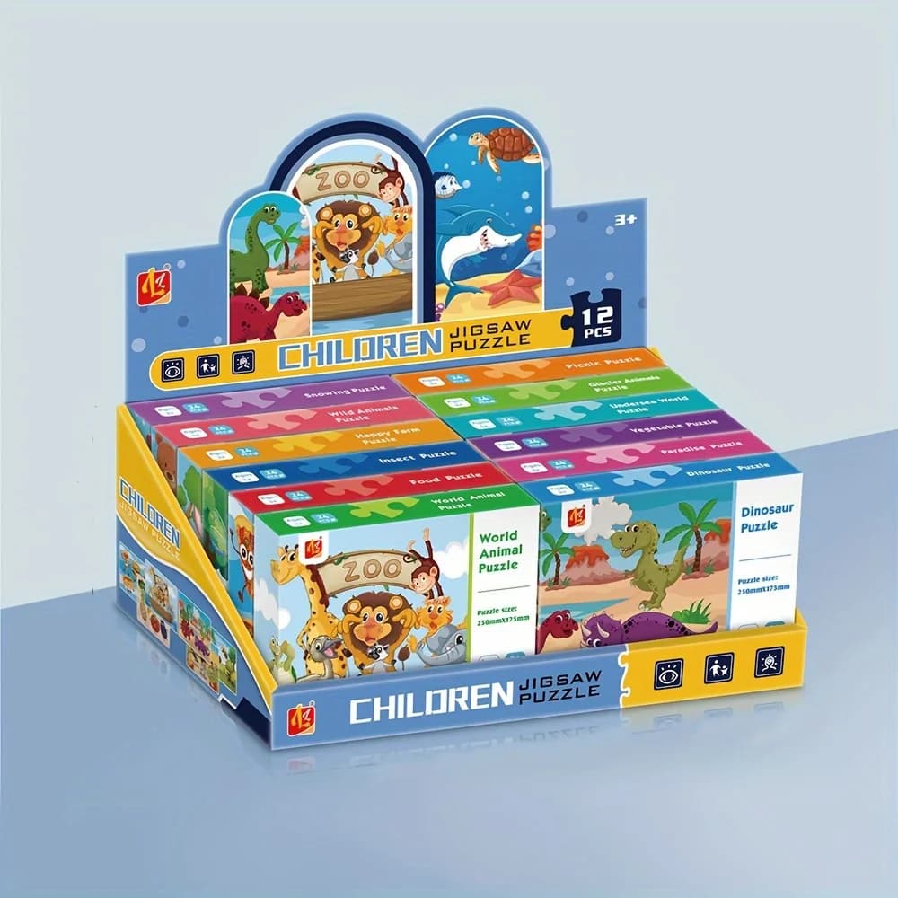 Puzzle educativi per bambini 12 set, puzzle educativi e didattici per bambini della scuola primaria da 24 pezzi, regali di Natale/compleanno