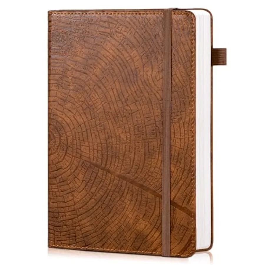 Lined Journal for Men Women, Tree Growth Ring Leather Bound Journal Notebook, 256 Pages 100 GSM Journals for Writing, A5 Hardco