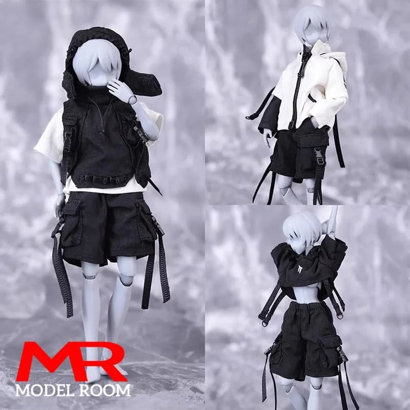 HASUKI CS012 1/12 Set di Abbigliamento Femminile Funzionale con Felpa e Pantaloncini, Completo da Motociclista per Action Figure da 6 Pollici