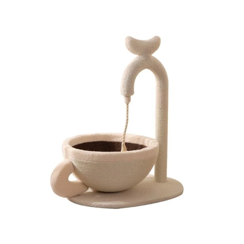 Tiragraffi per gatti in sisal con cuccia integrata, di grandi dimensioni, utilizzabile per dormire e grattare.
