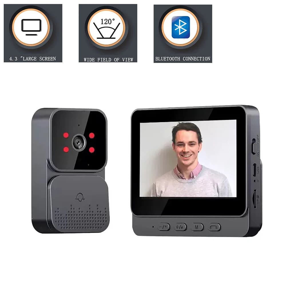 Videocitofono wireless Schermo lPs da 4,3 pollici Citofono bidirezionale Registrazione di riprese automatiche Telecamera di sorveglianza visiva 640 * 480