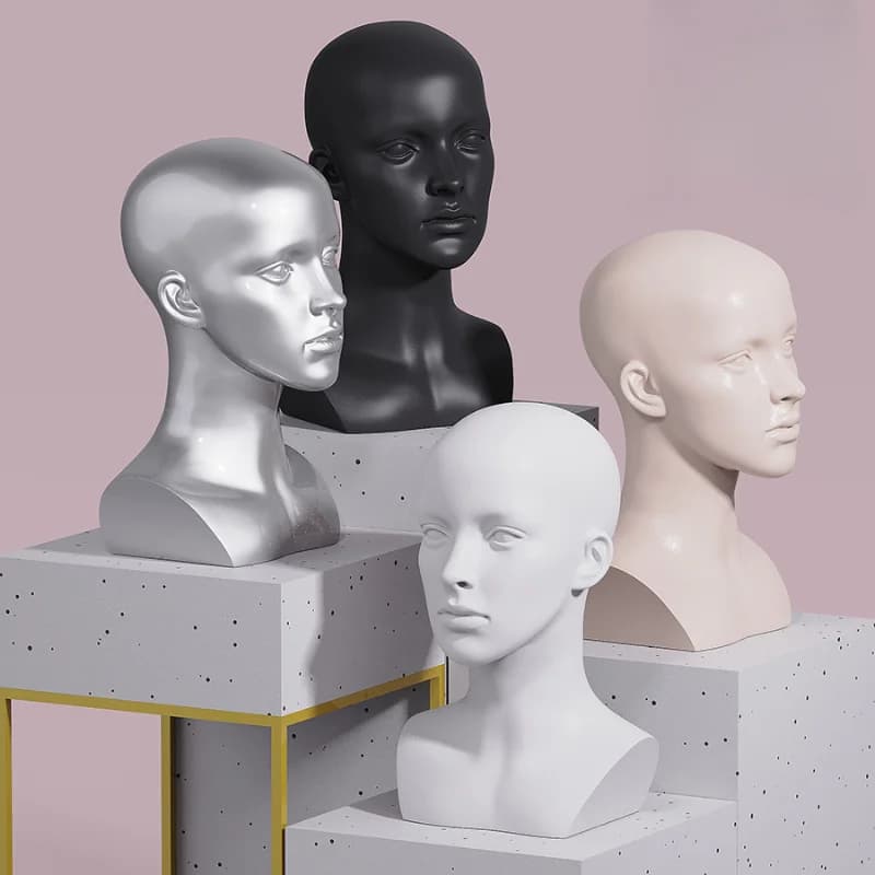 Natural Size Female mannequin head for wigs View male mannequin head model for hat and sunglasses