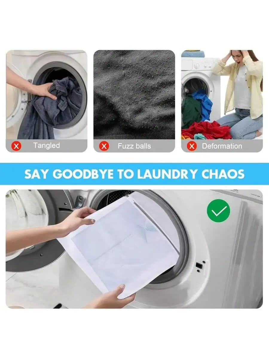 1/3/4/5pcs Anti-Tangle Laundry Mesh Bags – No More Pilling Or Knots, Dirty/Clean Separation, Multiple Sizes. Perfect For