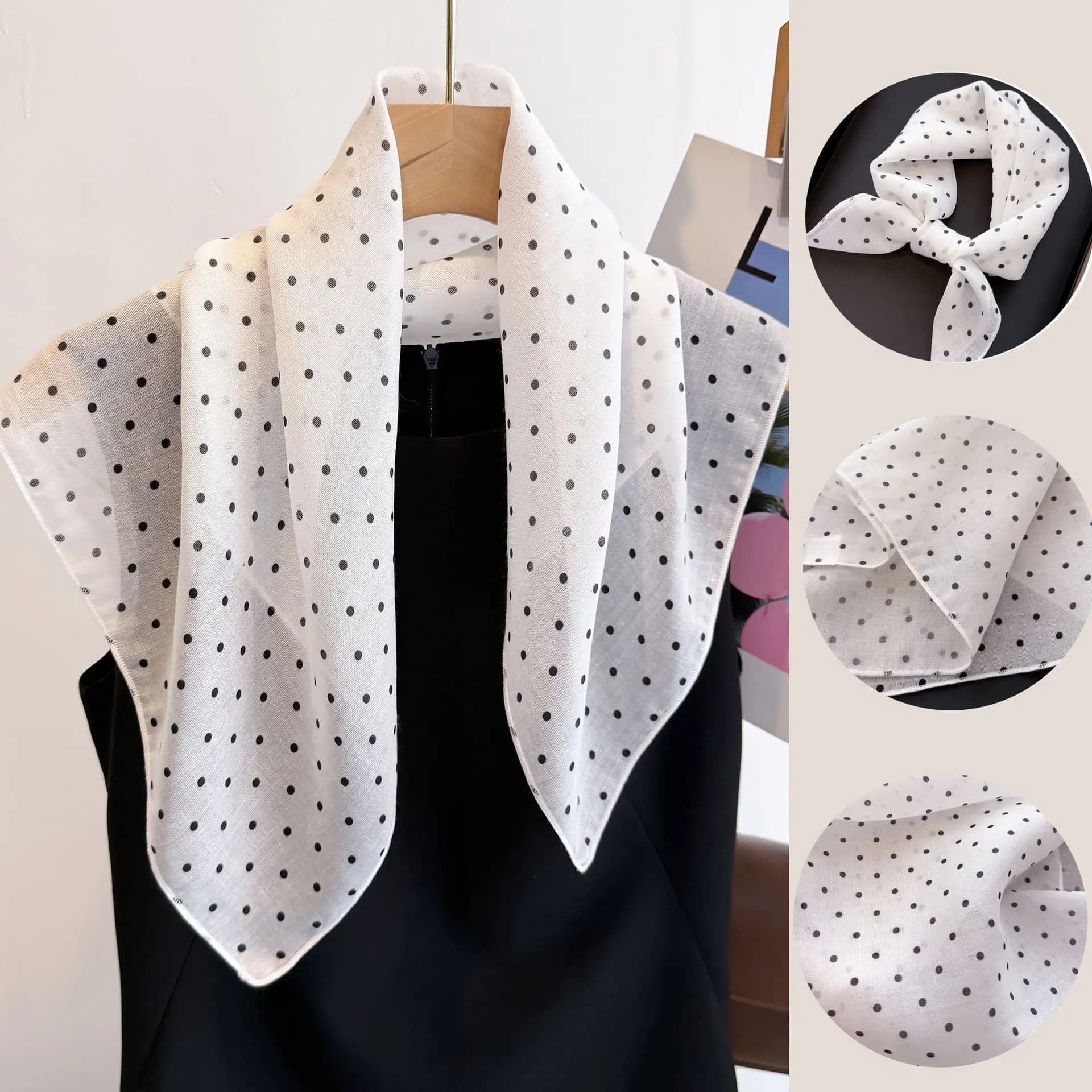 Foulard Quadrato in Cotone e Lino da 50 cm - Bandana Dolce e Fresca per Donna, Fascia per Capelli Estiva alla Moda per Fotografia