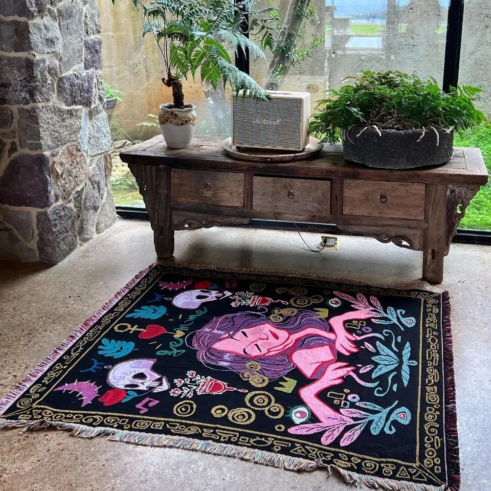 Coperta Intrecciata Reversibile con Nuovo Motivo, Doppio Uso per Divano e Letto, Arazzo Artistico Bohemien, Coperta per Balcone, Coperta per Auto