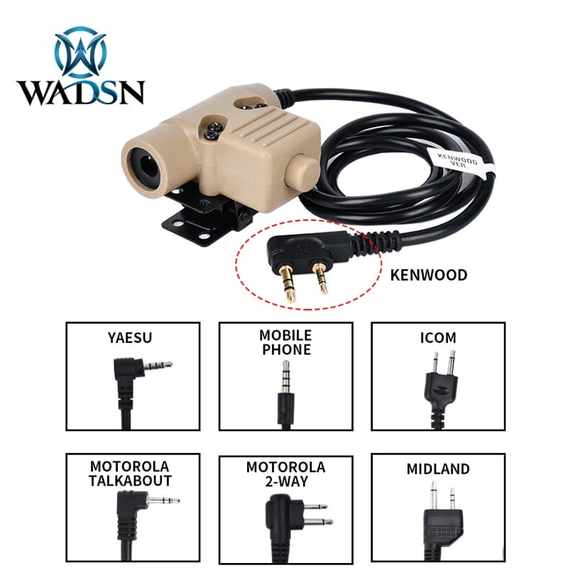 WADSN U94 Tactical Headset PTT 7.0 Plug auricolare tattico civile C2 C4 MSA per Walkie Talkie Motorola Kenwood Yeasu Midland