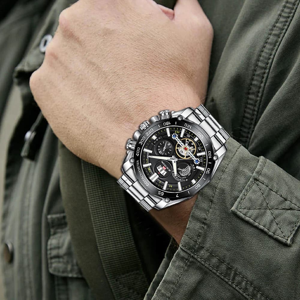 2023 nuovo calendario delle 12 in punto Tourbillon Relogio Masculino orologio impermeabile da uomo con cinturino sportivo in acciaio inossidabile impermeabile per uomo