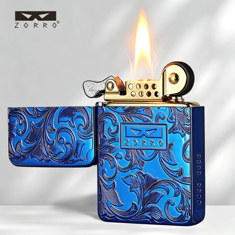 New ZORRO Fourth Generation Smoked Blue Tangcao Kerosine Lighter, Windproof Business High-end Limited Edition Gift for Men