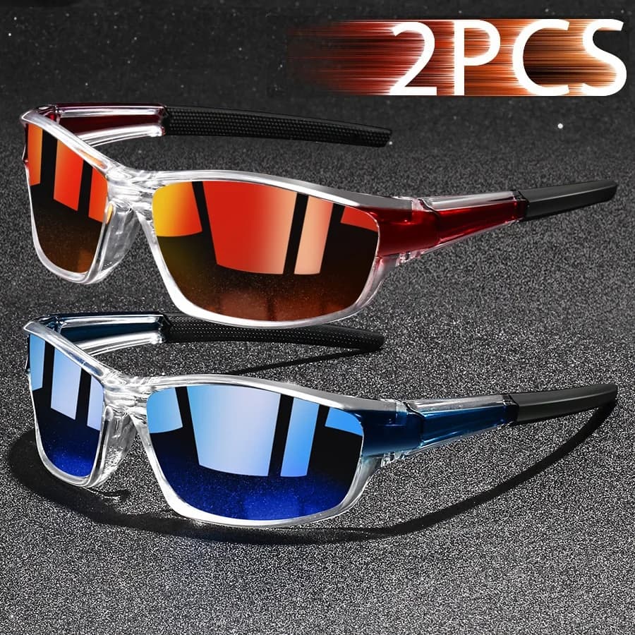 2PCS Fashion Men Women Running Mountaineering Fishing Sunglasses Bicycle MTB Eyewear Outdoor Sport protective glasses