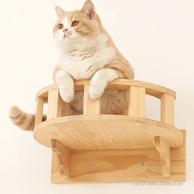 Struttura da arrampicata per gatti montata a parete, cabina spaziale da parete in legno, scaletta, colonna da grattare per gatti, forniture per animali domestici, albero, 1 pezzo