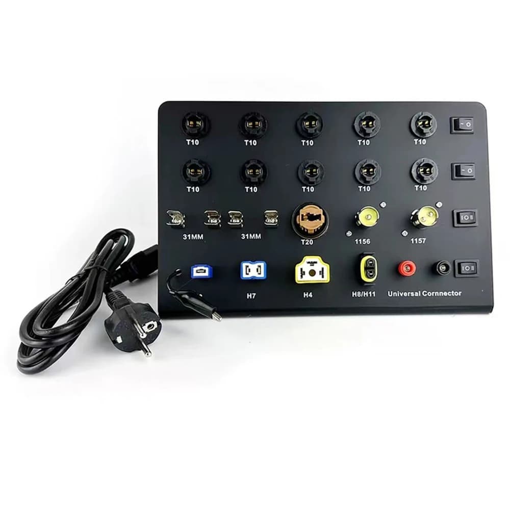 Tester per Fari Auto, Scheda di Prova per Lampadine HID Xenon LED T10 W5W Festoon C5W T20 7443 H1 H3 H7 H4 9005