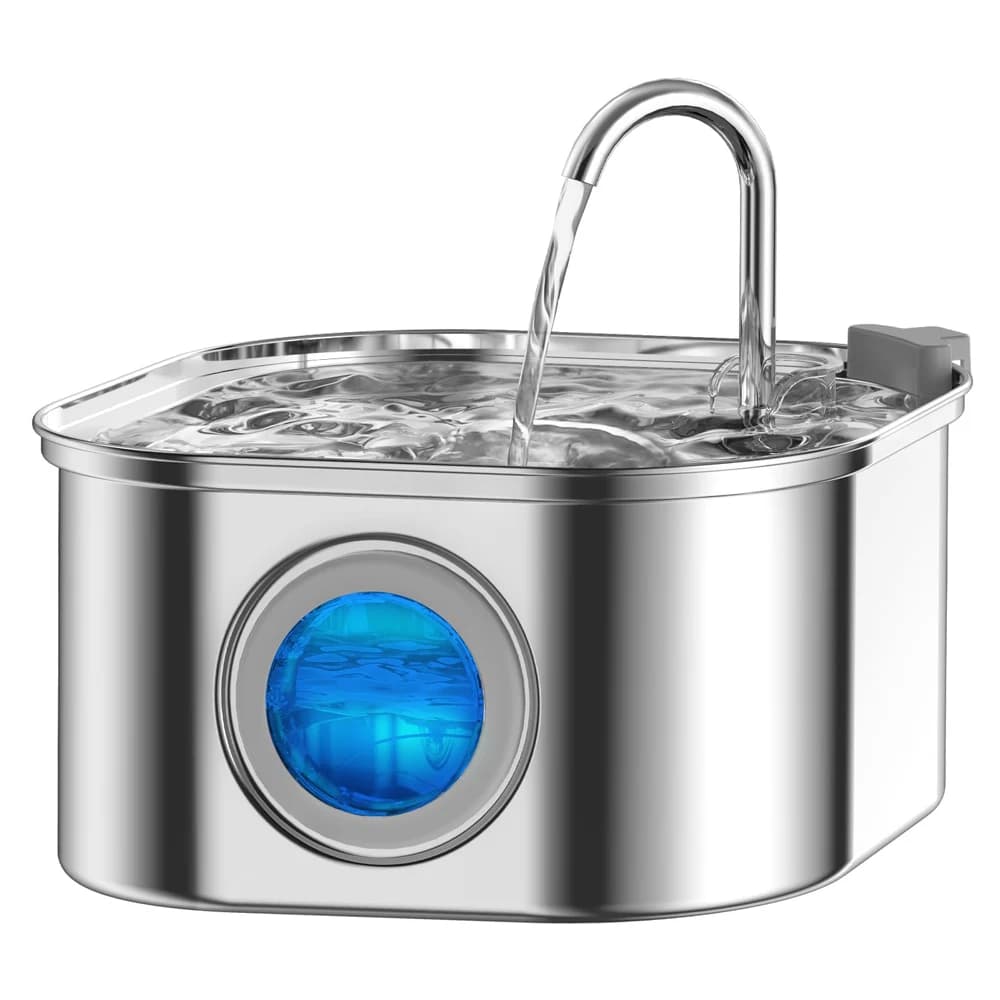 Alimentatore per acqua per animali domestici in acciaio inossidabile da 3,2 litri Fontana per gatti automatica Distributore di acqua per cani intelligente Finestra visiva Ciotola per bere Accessori per animali domestici