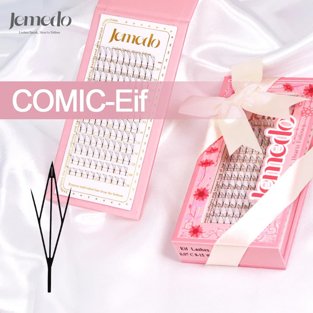 JEMEDO Extension ciglia Comic Eyelash Narrow Spire, ciglia leggere come piume, extension ciglia stile anime/manga