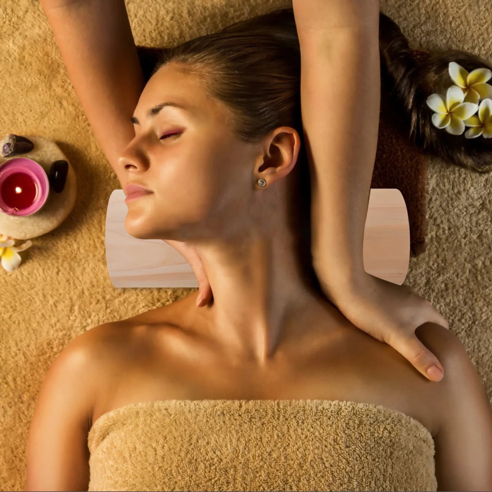 Cuscino Cervicale in Legno Massello per Supporto del Collo, Sollievo dal Dolore al Collo, per Sauna, Bagno Turco, Centro Massaggi, Uso Quotidiano, Supporto Lombare