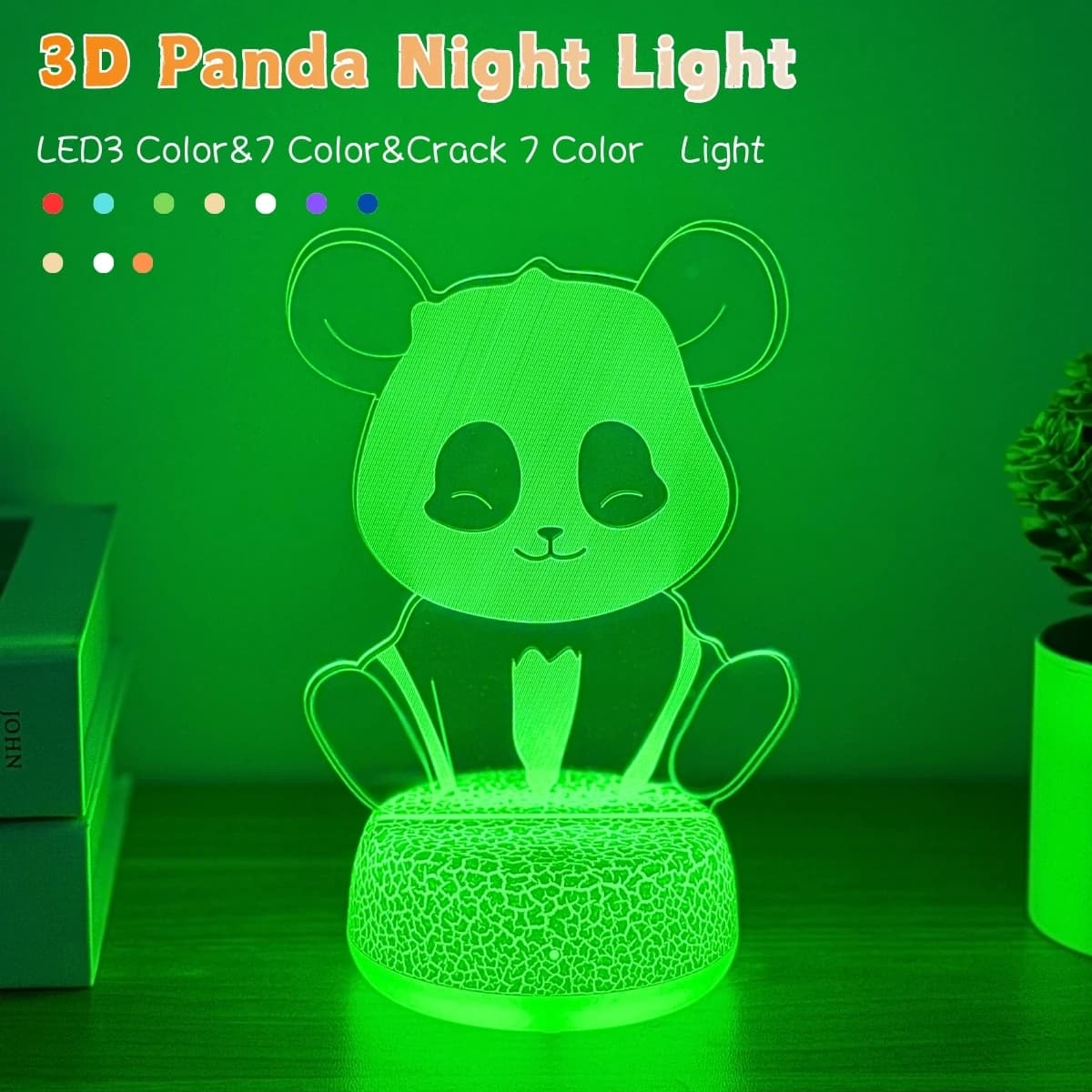 Panda 3D Luce notturna Alimentata tramite USB Decorazione per feste di compleanno San Valentino Luce da letto Decorazione per mobili Luce d'atmosfera