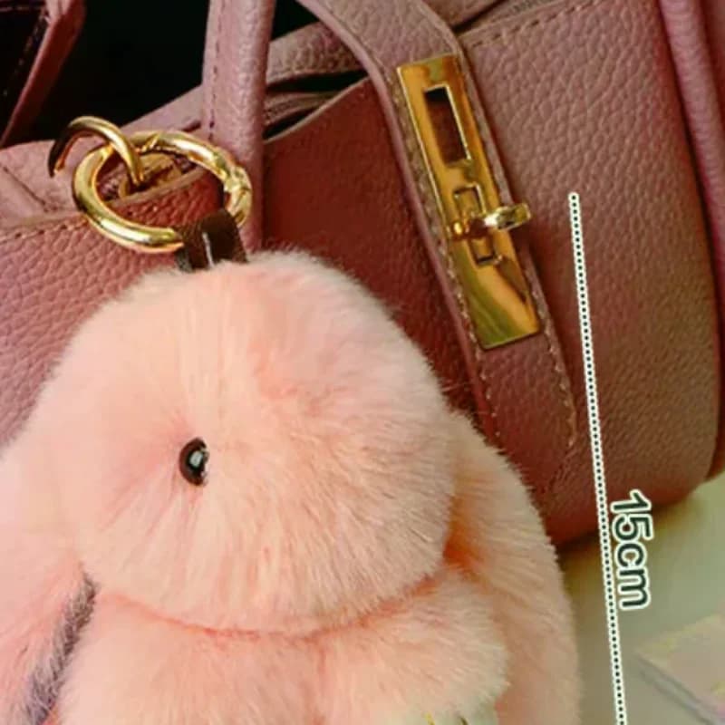 1PC 15CM Cartoon Coniglio Portachiavi Anello Soffice Vera Pelliccia Pompon Bunny Gingillo Portachiavi Fascino Carino Portachiavi sulla Borsa Chiave Dell'automobile pendente