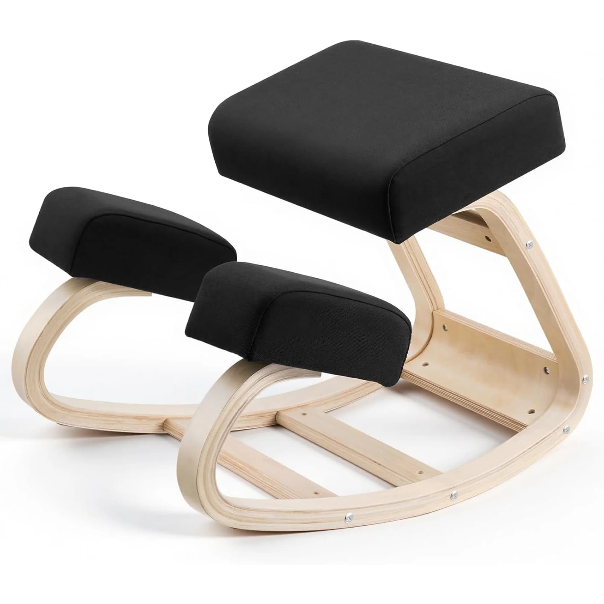 Ergonomic Kneeling Chair, Wooden Posture Knee Chair with Thick Foam Cushions and Solid Wood Frame, Adjustable Height, Natural Relief for Neck or Back Pain, Ideal for Home, Office or