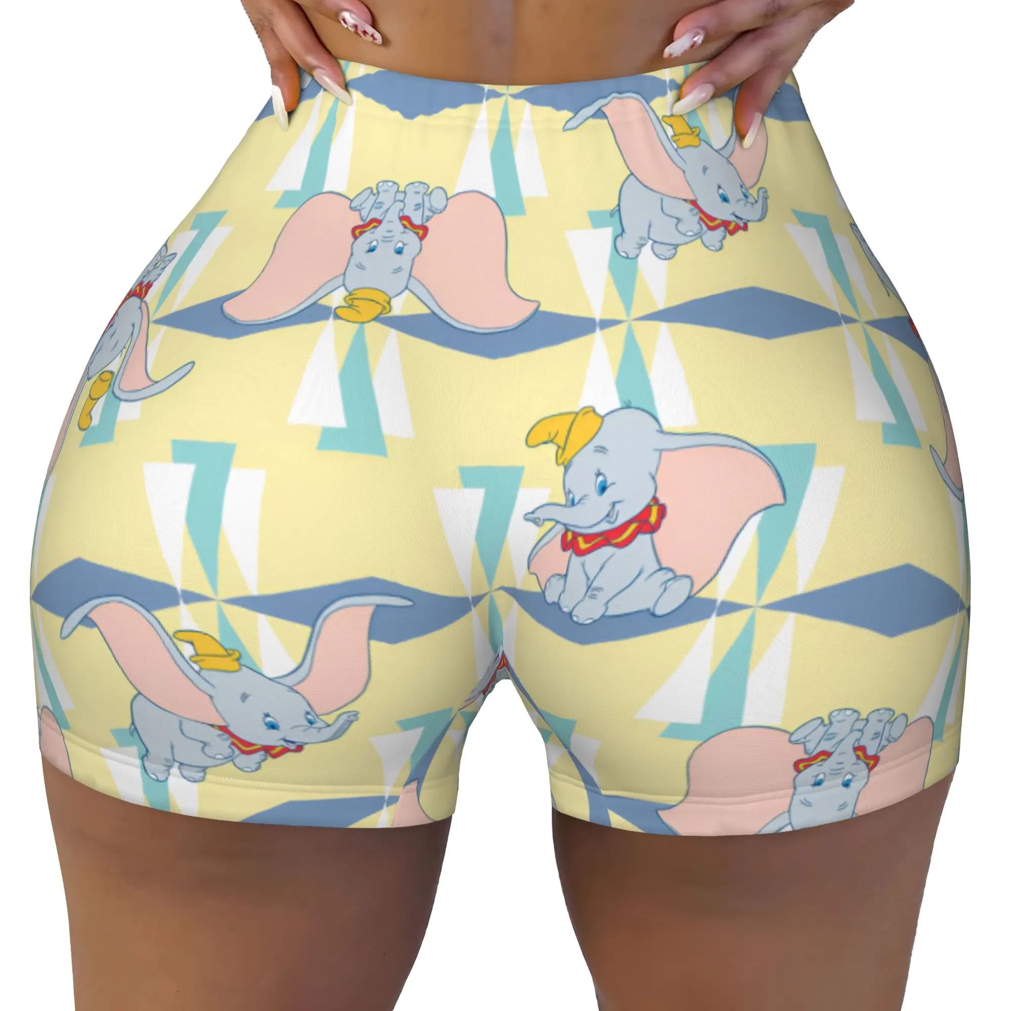 Custom D-Dumboes Cartoon Running Volleyball Gym Shorts Women Elephant Anime Athletic Workout Yoga Shorts