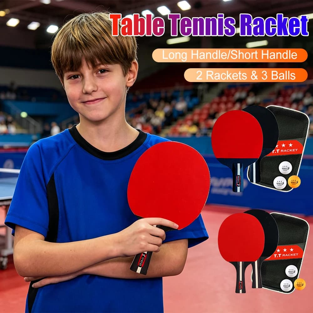 Set di Racchette da Ping Pong Professionali per Adulti, 2 Racchette e 3 Palline con Borsa