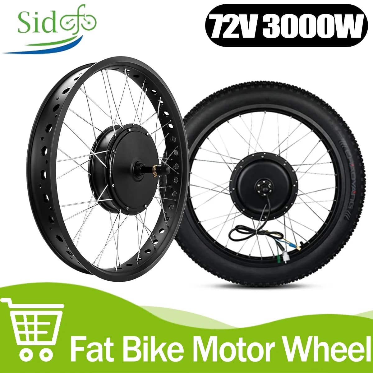 Motore del mozzo senza ingranaggi senza spazzole 72V 3000W per ruota posteriore elettrica per bici grassa 20 pollici 26 pollici bicicletta da neve pneumatico grasso bici elettrica senza ingranaggi