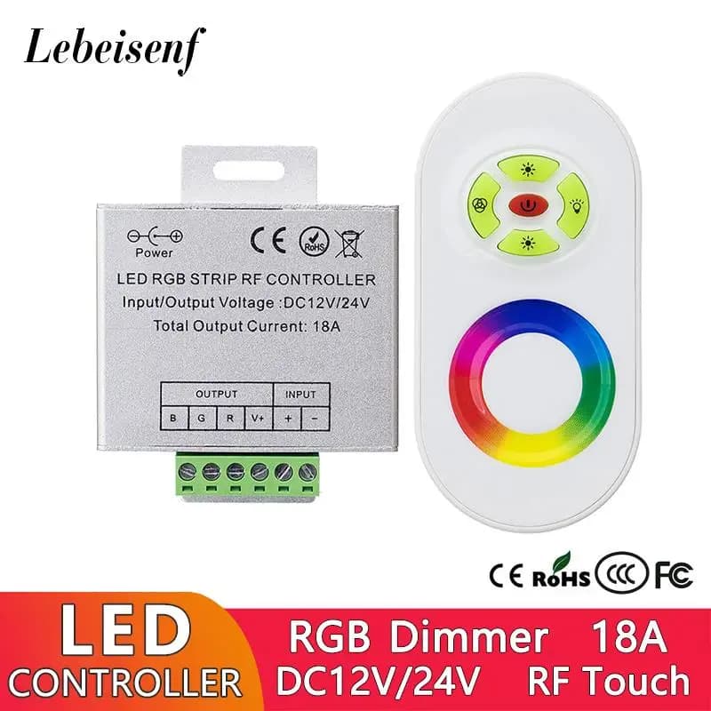 LED RGB Strip Controller 18A DC12V 24V RF Wireless Touch telecomando Dimmer per LED 5050 2838 luci colorate Bar stringa lampade